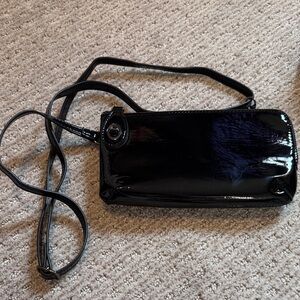 Elegant Black Patent Leather Shoulder Bag